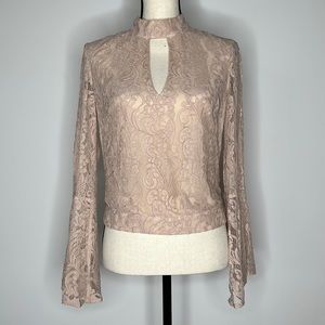 Bebe Lace Long Sleeved
Back Zipper Blouse